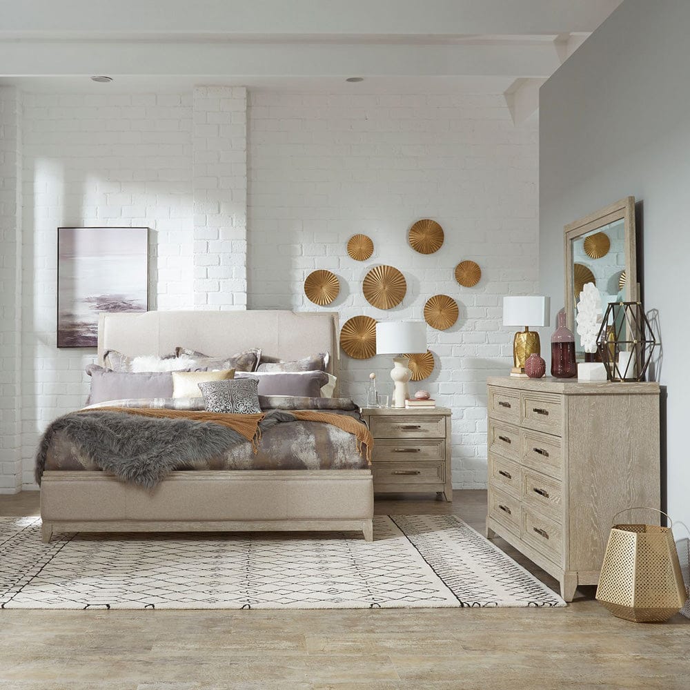 Liberty Furniture - Belmar - King California Upholstered Bed, Dresser & Mirror, Night Stand in Gray - 902-BR-CKUBDMN view 1