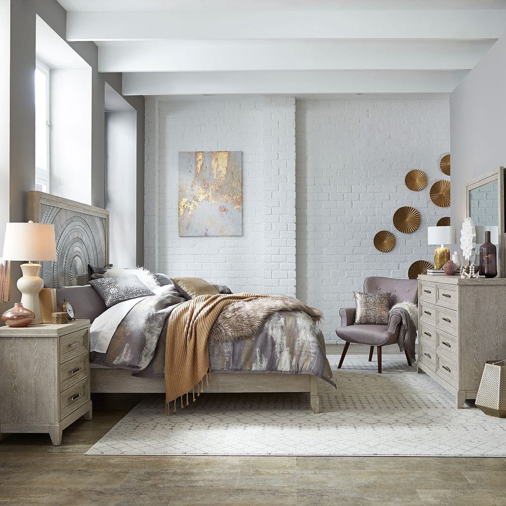 Liberty Furniture - Belmar - King Panel Bed, Dresser & Mirror, Night Stand in Gray - 902-BR-KPBDMN view 1