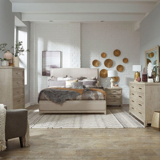 Liberty Furniture - Belmar - King Uph Bed, Dresser & Mirror, Chest, Night Stand in Gray - 902-BR-KUBDMCN view 1