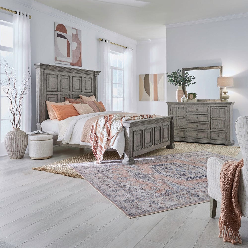 Liberty Furniture - Big Valley - King California Panel Bed, Dresser & Mirror in Gray - 361G-BR-CPBDM view 1