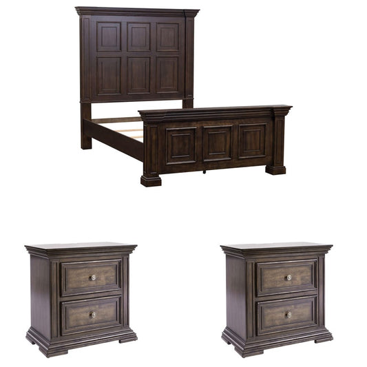 Liberty Furniture - Big Valley Queen Panel Bed, 2 Night Stands - 361-BR-QPB2NS view 1
