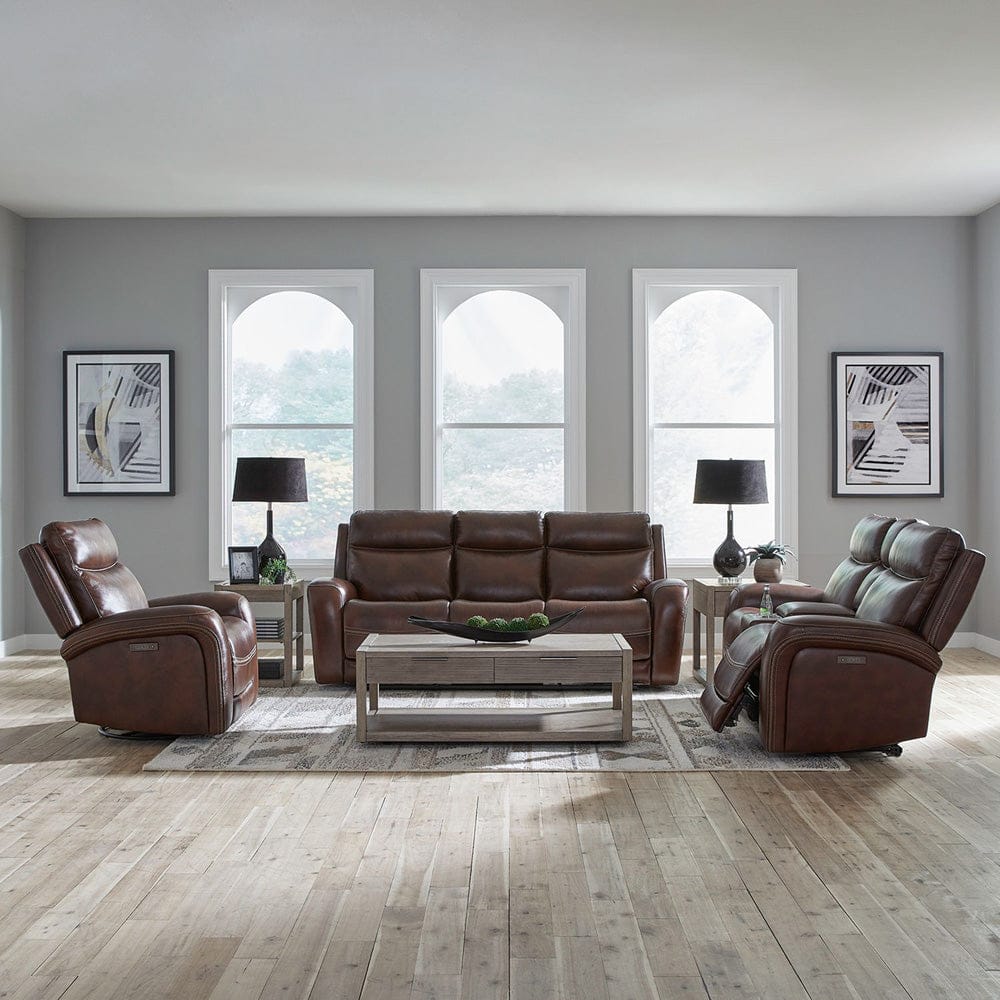 Liberty Furniture - Blair - Sofa w/ Loveseat & Recliner in Brown - 7005CG-UPH-SOLOREC view 1