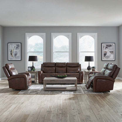 Liberty Furniture - Blair - Sofa w/ Loveseat & Recliner in Brown - 7005CG-UPH-SOLOREC view 1