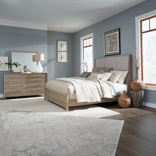 Liberty Furniture - Brentwood - King California Uph Bed, Dresser & Mirror in Brown - 789-BR-CKUBDM view 1
