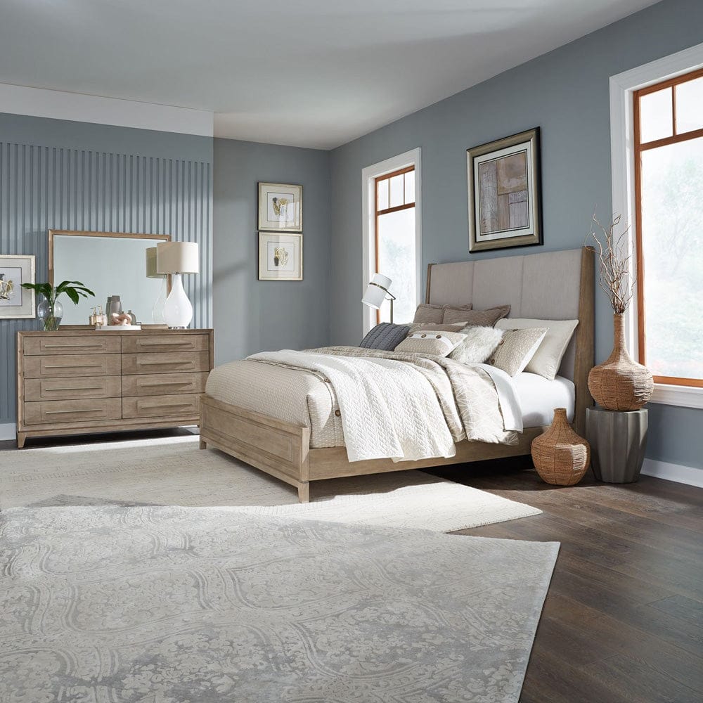 Liberty Furniture - Brentwood - King Uph Bed, Dresser & Mirror in Brown - 789-BR-KUBDM view 1
