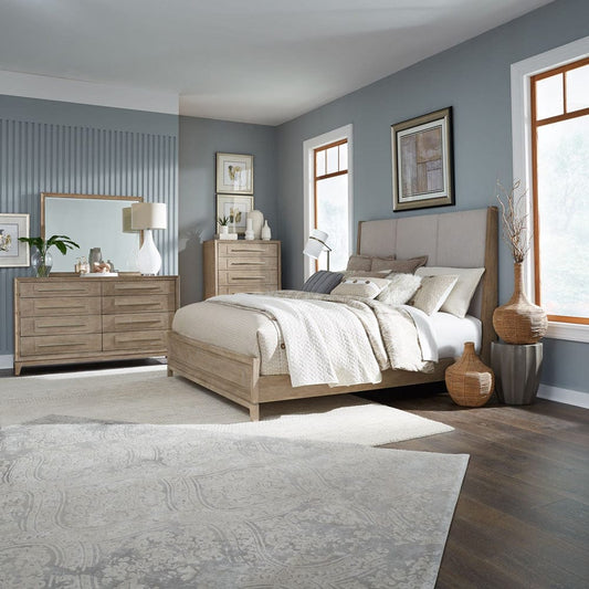 Liberty Furniture - Brentwood - Queen Uph Bed, Dresser & Mirror, Chest in Brown - 789-BR-QUBDMC view 1