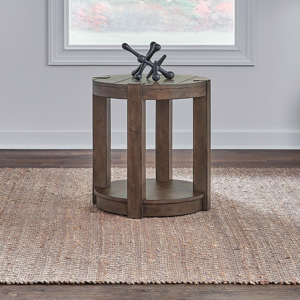 Liberty Furniture - Broadmore Round Chairside Table in Cobblestone Brown - 449-OT1022 veiw 1