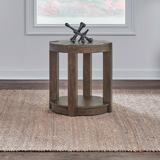 Liberty Furniture - Broadmore Round Chairside Table in Cobblestone Brown - 449-OT1022 veiw 1