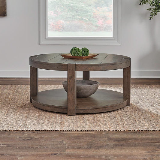 Liberty Furniture - Broadmore Round Cocktail Table in Cobblestone Brown - 449-OT1011 veiw 1