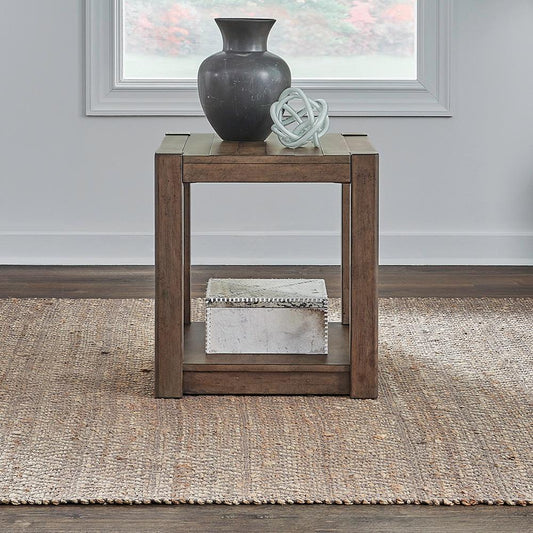Liberty Furniture - Broadmore Square Chairside Table in Cobblestone Brown - 449-OT1021 veiw 1