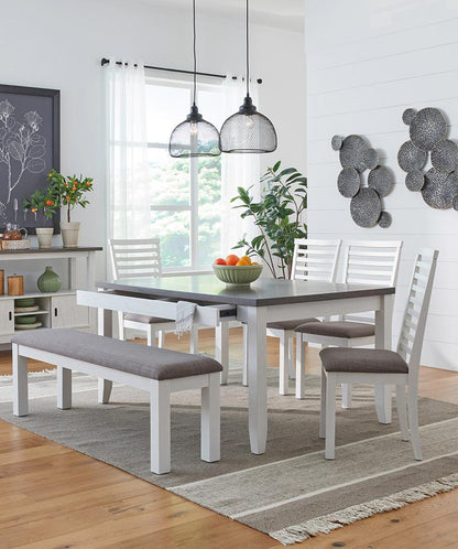 Liberty Furniture - Brook Bay 6 Piece Leg Table Set  in Textured White w/ Carbon Gray Tops - 182-CD-6LTS veiw 1