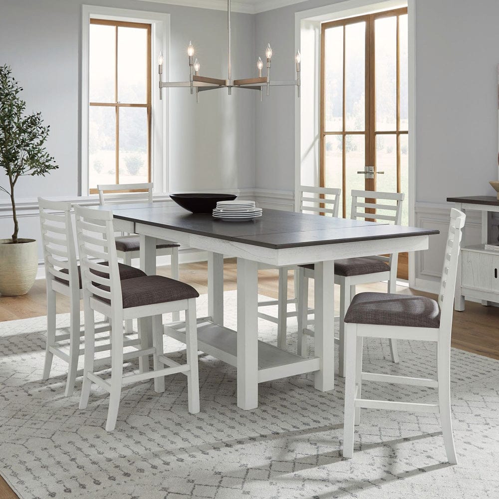 Liberty Furniture - Brook Bay - 7 Piece Gathering Trestle Table in White - 182-CD-7GTRS view 1