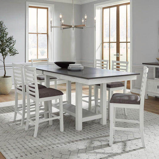 Liberty Furniture - Brook Bay - 7 Piece Gathering Trestle Table in White - 182-CD-7GTRS view 1