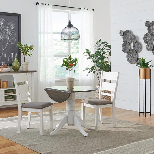 Liberty Furniture - Brook Bay Opt 3 Piece Drop Leaf Table Set  in Textured White w/ Carbon Gray Tops - 182-CD-O3DLS veiw 1