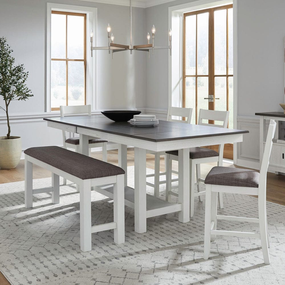 Liberty Furniture - Brook Bay - Opt 6 Piece Gathering Trestle Table in White - 182-CD-O6GTRS view 1