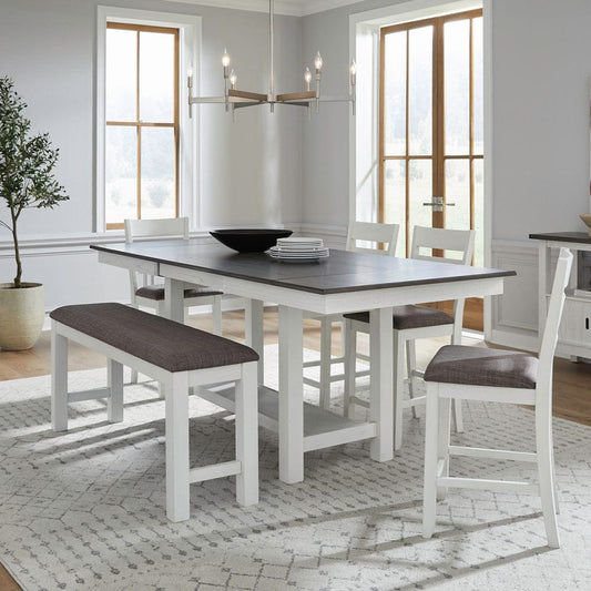 Liberty Furniture - Brook Bay - Opt 6 Piece Gathering Trestle Table in White - 182-CD-O6GTRS view 1