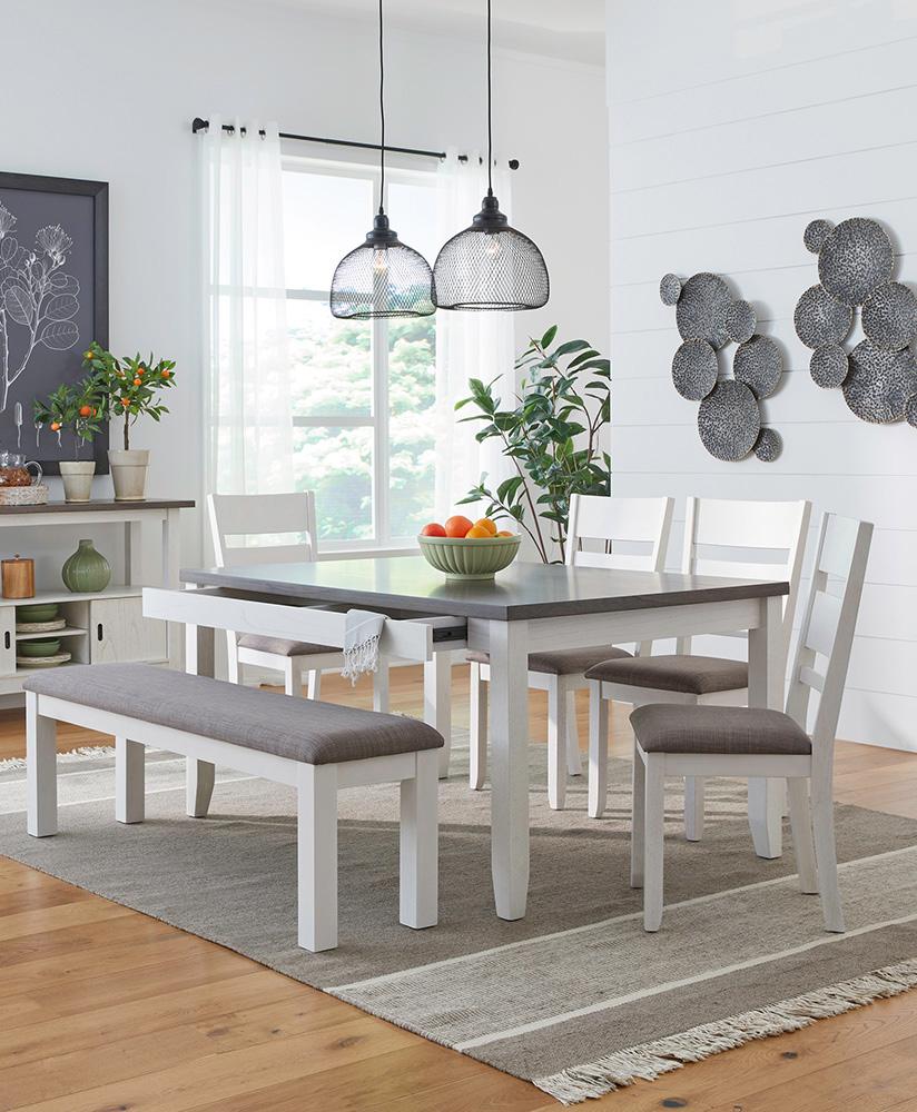 Liberty Furniture - Brook Bay Opt 6 Piece Leg Table Set  in Textured White w/ Carbon Gray Tops - 182-CD-O6LTS veiw 1