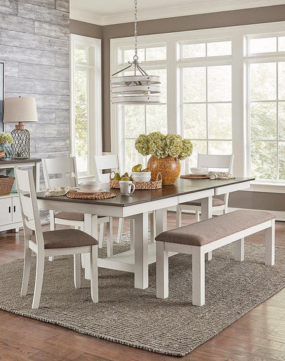 Liberty Furniture - Brook Bay Opt 6 Piece Trestle Table Set  in Textured White w/ Carbon Gray Tops - 182-CD-O6TRS veiw 1
