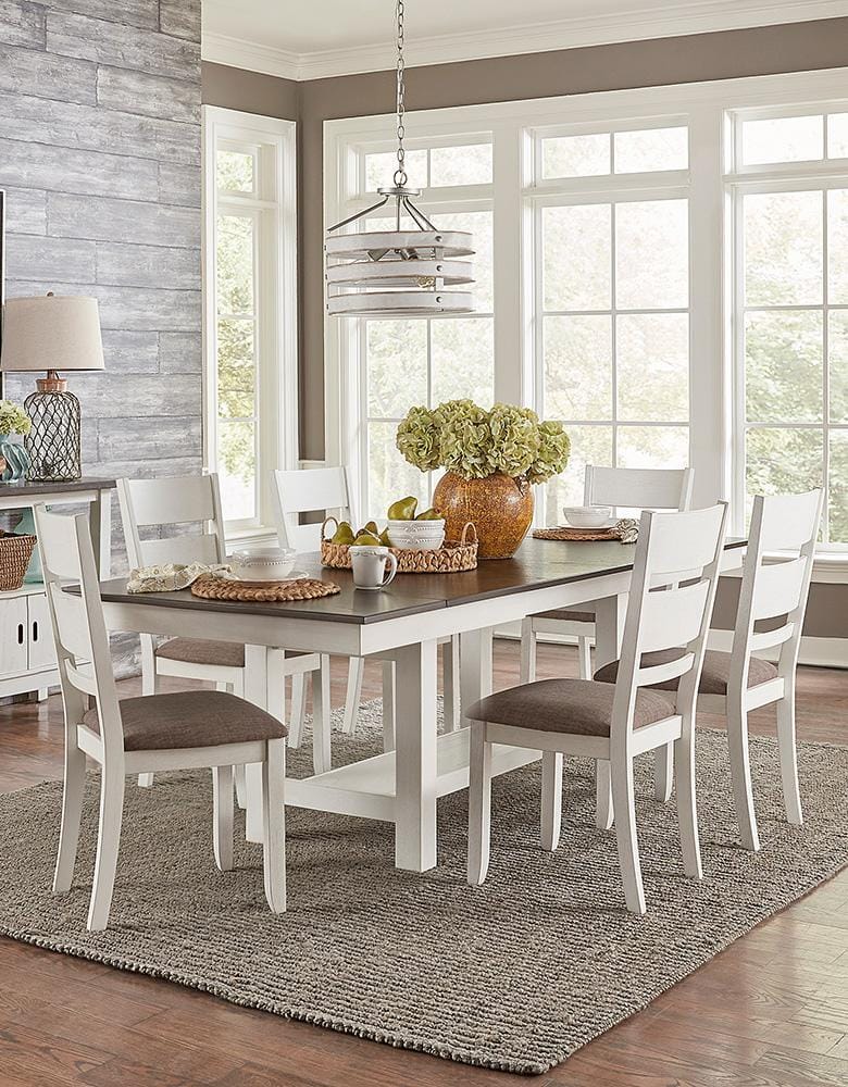 Liberty Furniture - Brook Bay Opt 7 Piece Trestle Table Set  in Textured White w/ Carbon Gray Tops - 182-CD-O7TRS veiw 1