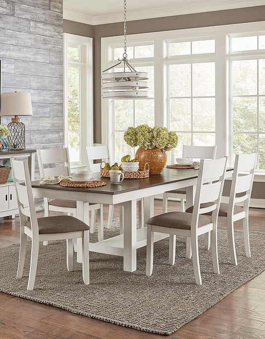 Liberty Furniture - Brook Bay Opt 7 Piece Trestle Table Set  in Textured White w/ Carbon Gray Tops - 182-CD-O7TRS veiw 1