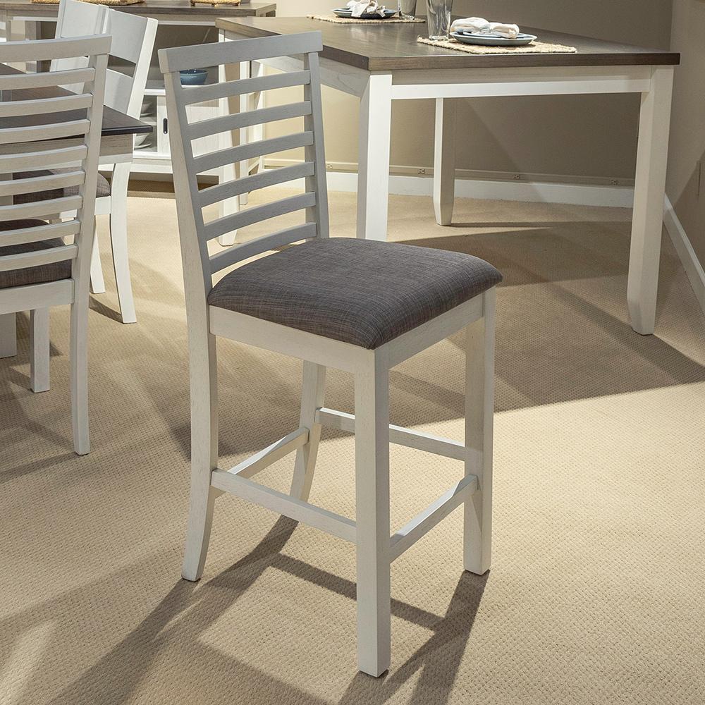 Liberty Furniture - Brook Bay Uph Ladder Back Counter Chair  in Textured White w/ Carbon Gray Tops - 182-B200124 veiw 1