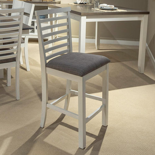 Liberty Furniture - Brook Bay Uph Ladder Back Counter Chair  in Textured White w/ Carbon Gray Tops - 182-B200124 veiw 1