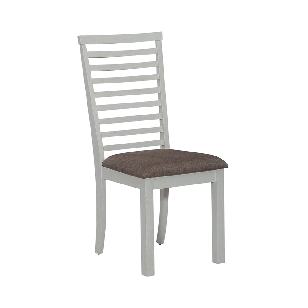 Liberty Furniture - Brook Bay Uph Ladder Back Side Chair  in Textured White w/ Carbon Gray Tops - 182-C2001S veiw 2
