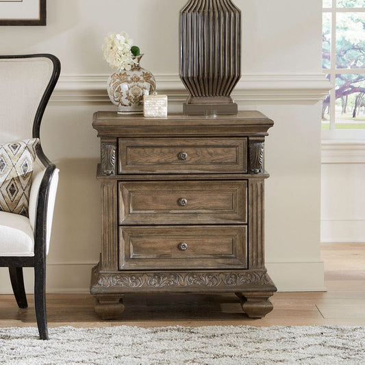 Liberty Furniture - Carlisle Court - 3 Drawer Night Stand with Charging Station in Brown - 502-BR61 view 1