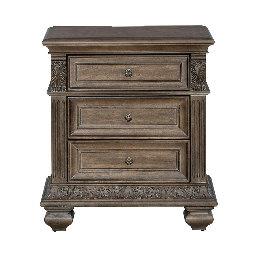Liberty Furniture - Carlisle Court 3 Drawer Night Stand with Charging Station in Chestnut w/ Dusty Wax - 502-BR61 veiw 6