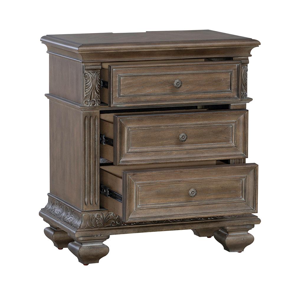 Liberty Furniture - Carlisle Court 3 Drawer Night Stand with Charging Station in Chestnut w/ Dusty Wax - 502-BR61 veiw 10
