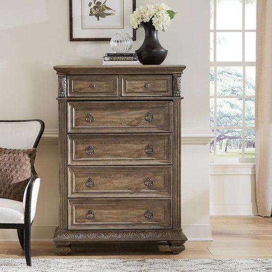 Liberty Furniture - Carlisle Court 5 Drawer Chest in Chestnut w/ Dusty Wax - 502-BR41 veiw 1