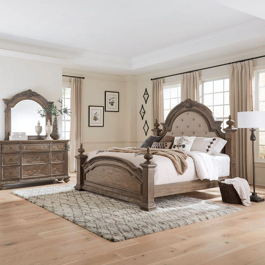 Liberty Furniture - Carlisle Court - King California Poster Bed, Dresser & Mirror in Brown - 502-BR-CPSDM view 1