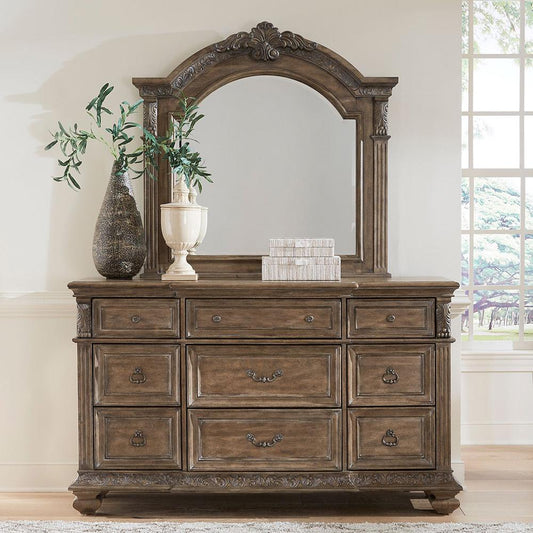 Liberty Furniture - Carlisle Court Opt Dresser & Mirror  in Chestnut w/ Dusty Wax - 502-BR-ODM veiw 1