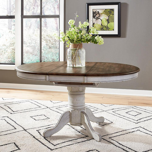 Liberty Furniture - Carolina Crossing Oval Pedestal Table in White in White w/ Antique Honey Tops - 186W-CD-PED veiw 1
