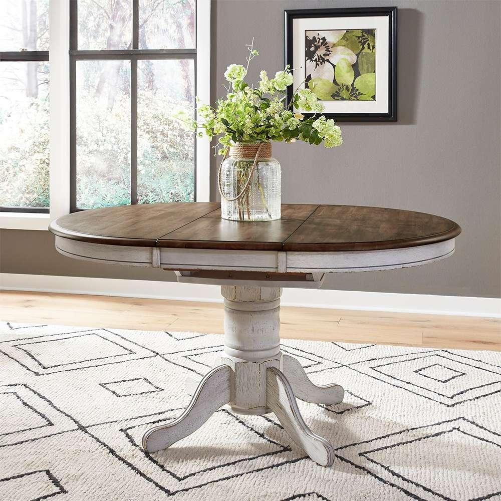 Liberty Furniture - Carolina Crossing Oval Pedestal Table - White - 186W-P4257_186W-T4257 veiw 1