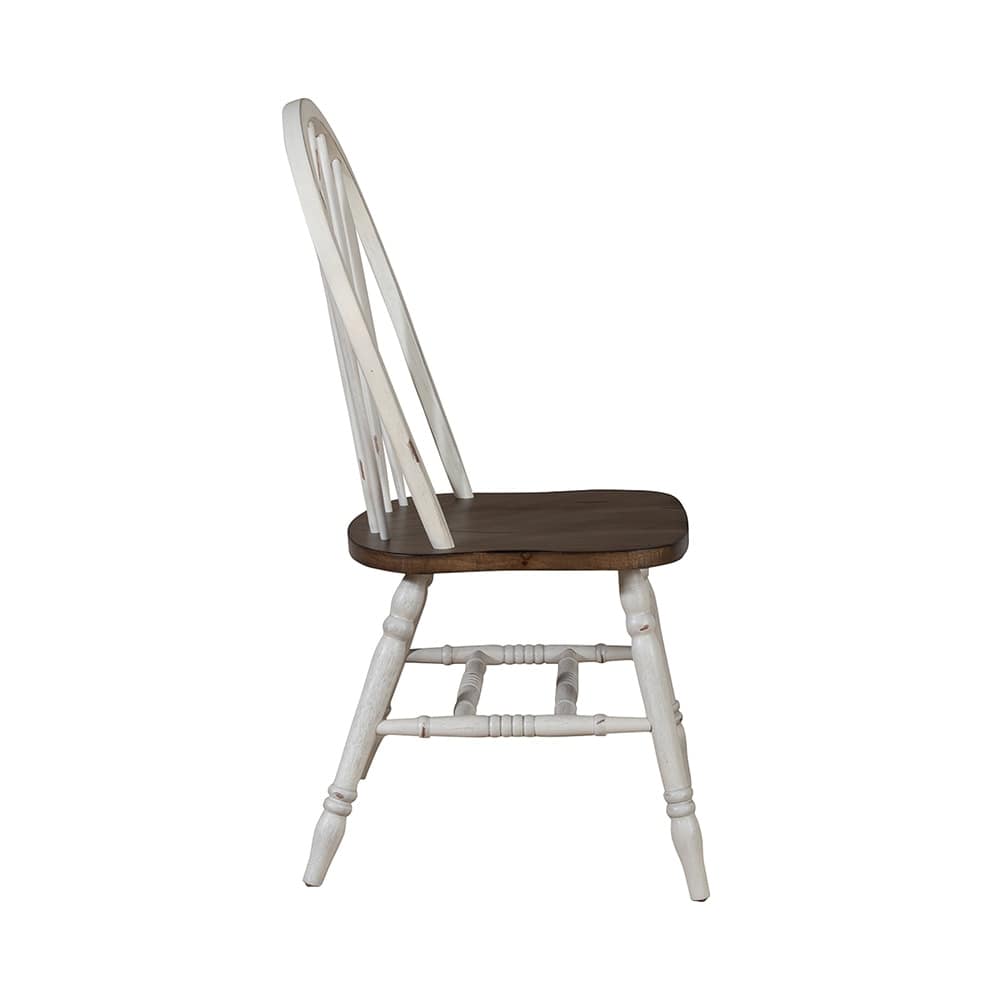 Liberty Furniture - Carolina Crossing Windsor Side Chair- White in White w/ Antique Honey Tops - 186W-C1000S veiw 4