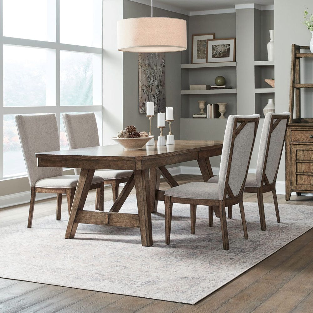 Liberty Furniture - Carolina Park - 5 Piece Trestle Table Set in Brown - 930-DR-5TRS view 1