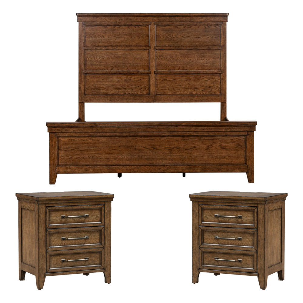 Liberty Furniture - Carolina Park King Panel Bed, 2 Night Stands - 930-BR-KPB2NS view 1
