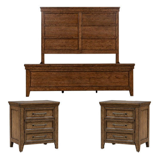 Liberty Furniture - Carolina Park King Panel Bed, 2 Night Stands - 930-BR-KPB2NS view 1