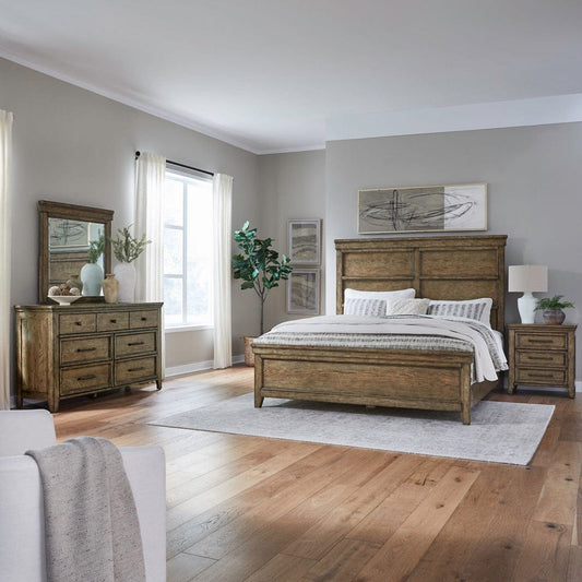 Liberty Furniture - Carolina Park - King Panel Bed, Dresser & Mirror, Night Stand in Brown - 930-BR-KPBDMN view 1
