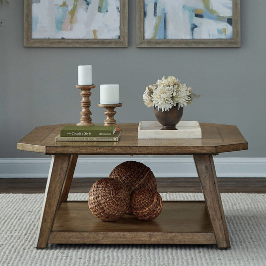 Liberty Furniture - Carolina Park - Octagonal Cocktail Table in Brown - 930-OT1010 view 1