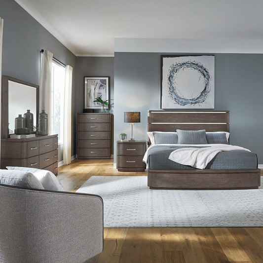 Liberty Furniture - Cascade Falls - King Panel Bed, Dresser & Mirror, Chest, Night Stand in Brown - 732-BR-KPBDMCN view 1