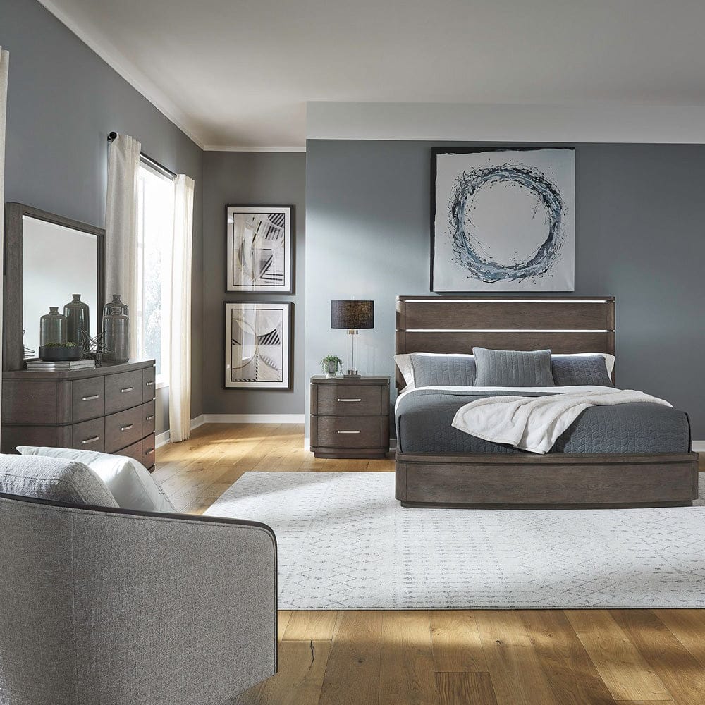 Liberty Furniture - Cascade Falls - King Panel Bed, Dresser & Mirror, Night Stand in Brown - 732-BR-KPBDMN view 1