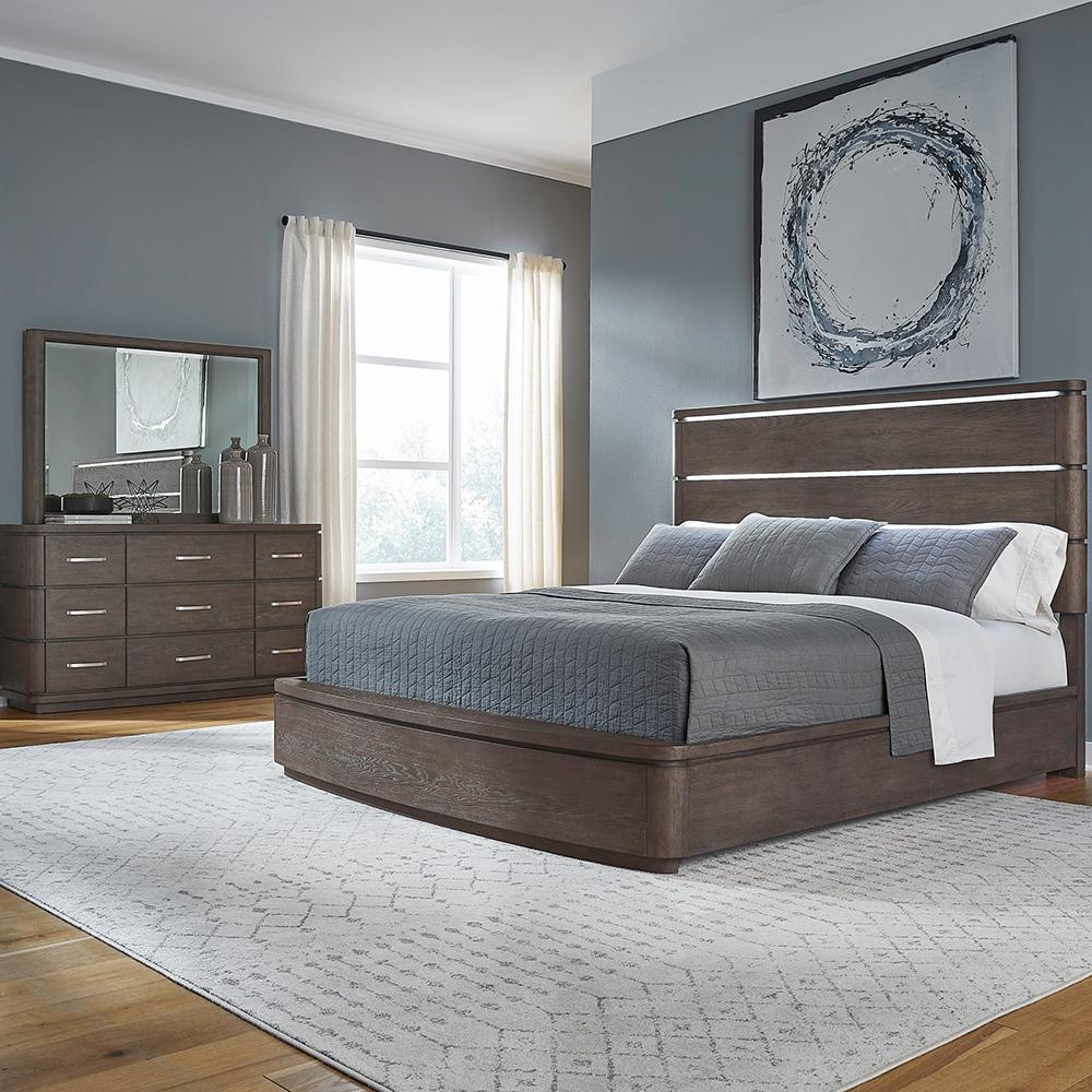 Liberty Furniture - Cascade Falls Queen Panel Bed, Dresser & Mirror  in Satin Espresso - 732-BR-QPBDM veiw 1