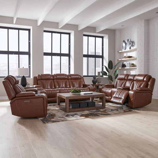 Liberty Furniture - Caswell - Sofa w/ Loveseat & Recliner in Brown - 7020CN-UPH-SOLOREC view 1