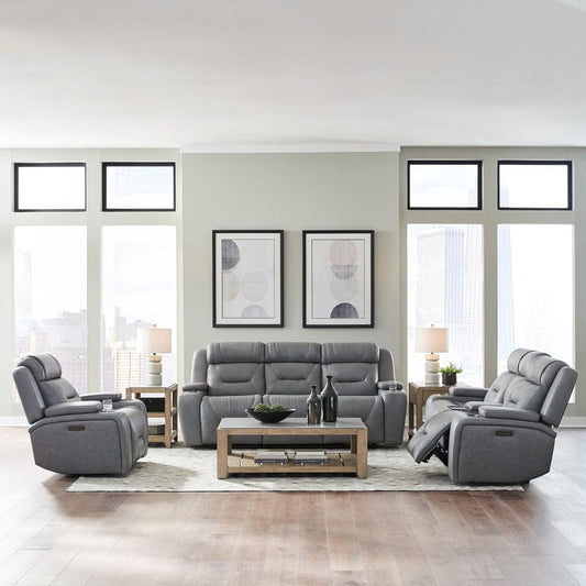 Liberty Furniture - Chapman - Sofa w/ Loveseat & Recliner in Gray - 7019BG-UPH-SOLOREC view 1