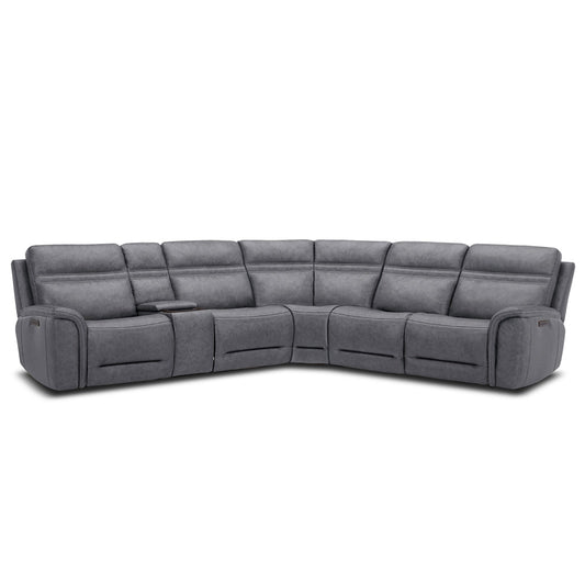 Liberty Furniture - Cooper 6 Piece Sectional  in Blue Gray Leather - 7007BG-UPH-6PCSEC veiw 1