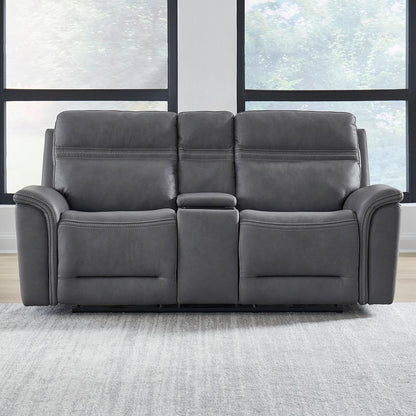Liberty Furniture - Cooper Loveseat w/Console P3 & ZG - Blue Gray in Blue Gray Leather - 7007BG-23P veiw 1