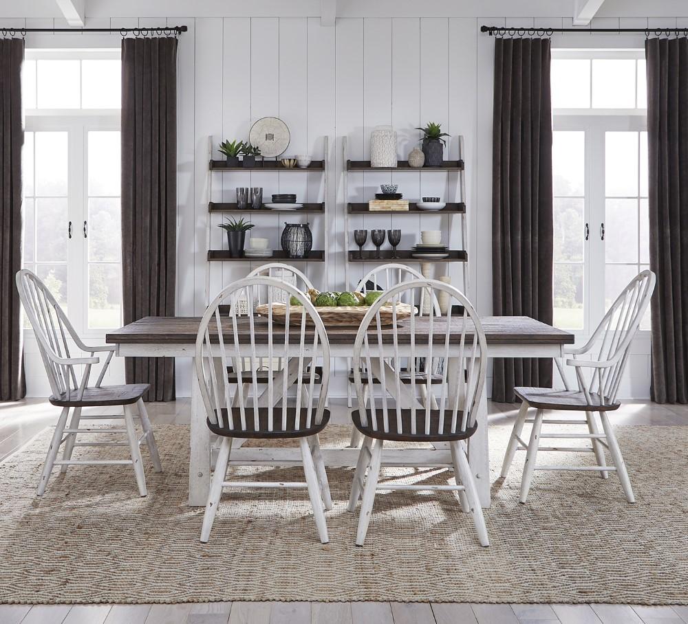 Liberty Furniture - Farmhouse 7 Piece Trestle Table Set - 139WH-CD-7TRS veiw 1