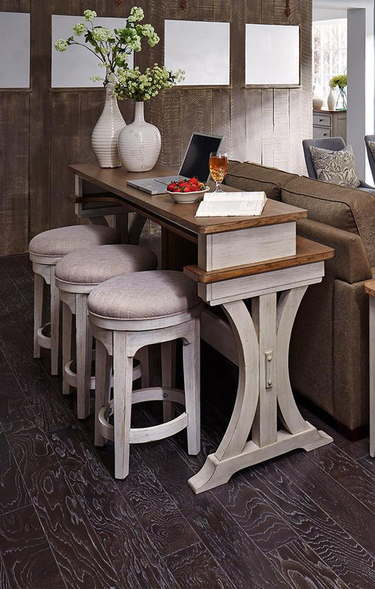 Liberty Furniture - Farmhouse Reimagined 4 Piece Set  in Antique White w/ Chestnut Tops - 652-OT-4PCS veiw 1